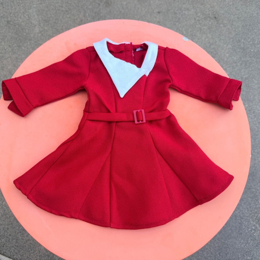 American Girl Kit Kittredge Christmas Outfit Dress Red Holiday Belt